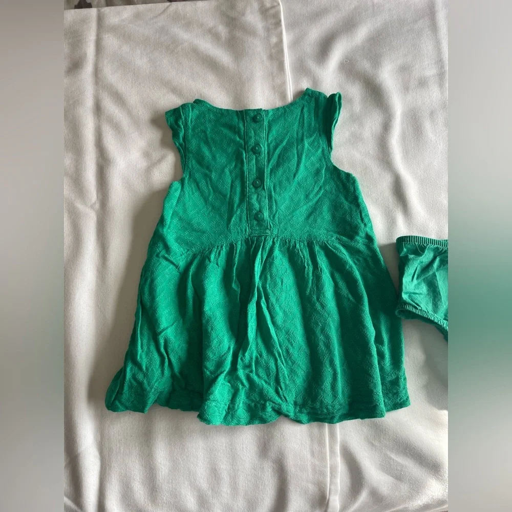 Cat & Jack Green Dress and Diaper Cover Set